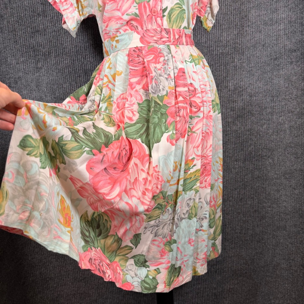 Vintage 1970s Floral 2 Piece Skirt Blouse Set 26" Waist Pastel Cottage Retro - Picture 9 of 16